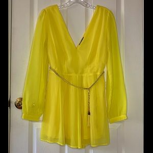 Xtaren Yellow Romper With Gold Chain